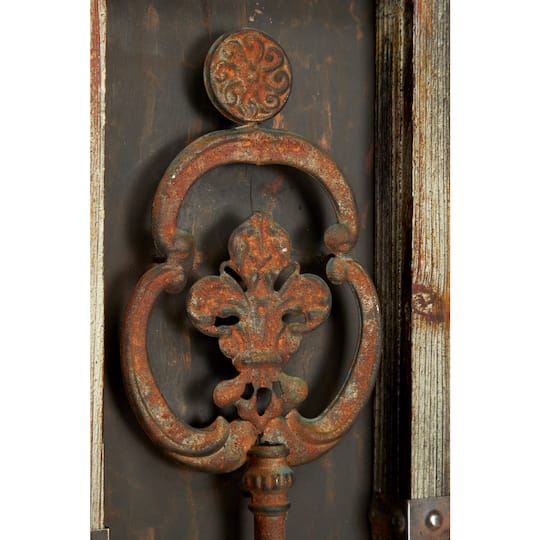 Brown Wood & Metal Rustic Key Wall Décor Set